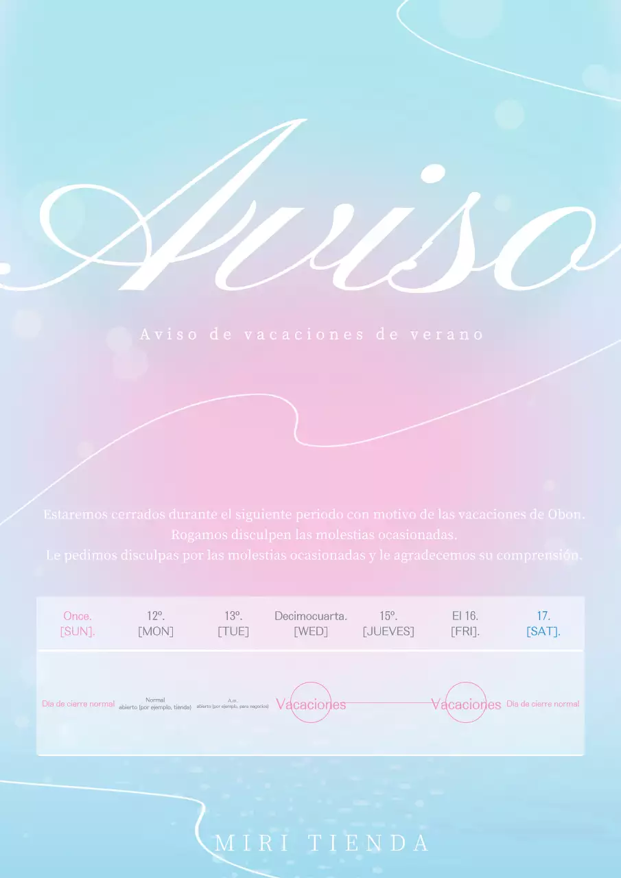 Un volante de vacaciones de ensueño bajo el mar en azul y rosa