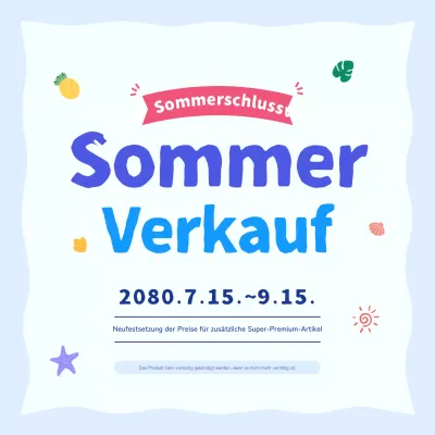 Hübsche blaue und hellblaue Sommerrabatt-Anzeigen.