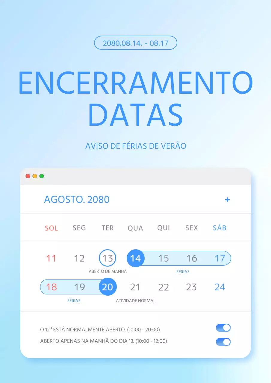 Anúncio de férias com um conceito de sítio Web simples em azul claro