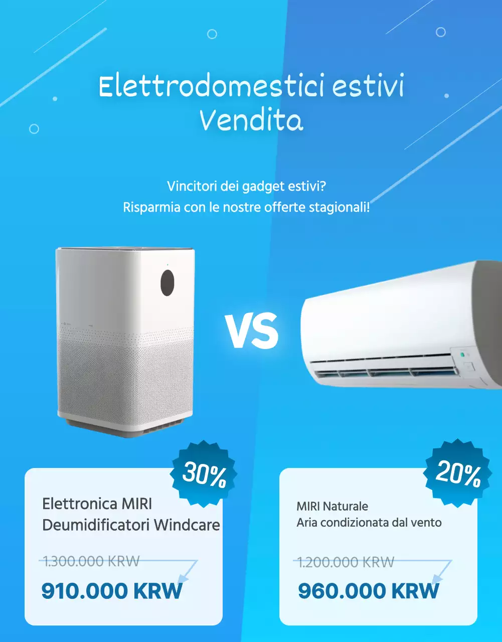 Promuovere una moderna vendita estiva in blu e azzurro