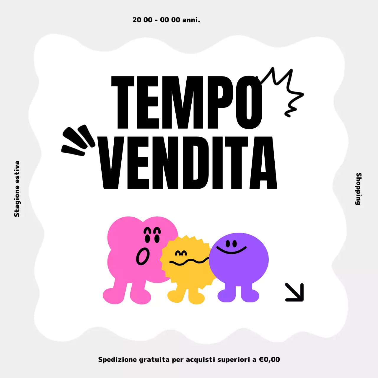 Annunci di vendita a tempo kitsch grigi e rosa.