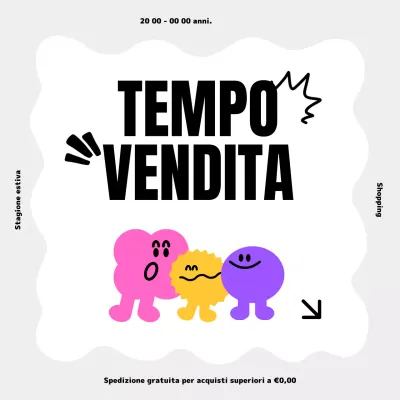 Annunci di vendita a tempo kitsch grigi e rosa.