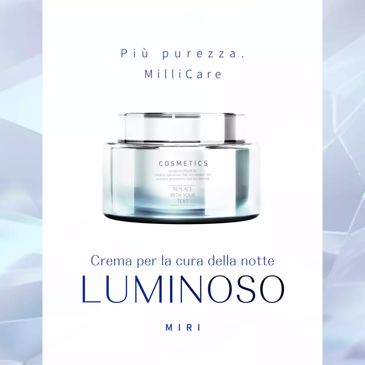 PR cosmetici di lusso blu e argento per la cura della pelle