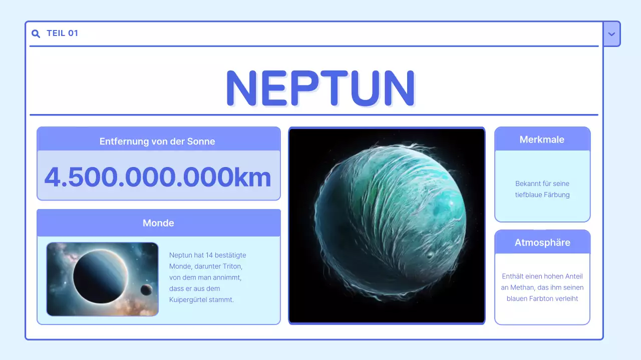Ein hübsches weißes und hellblaues Lehrmittel zum Sonnensystem