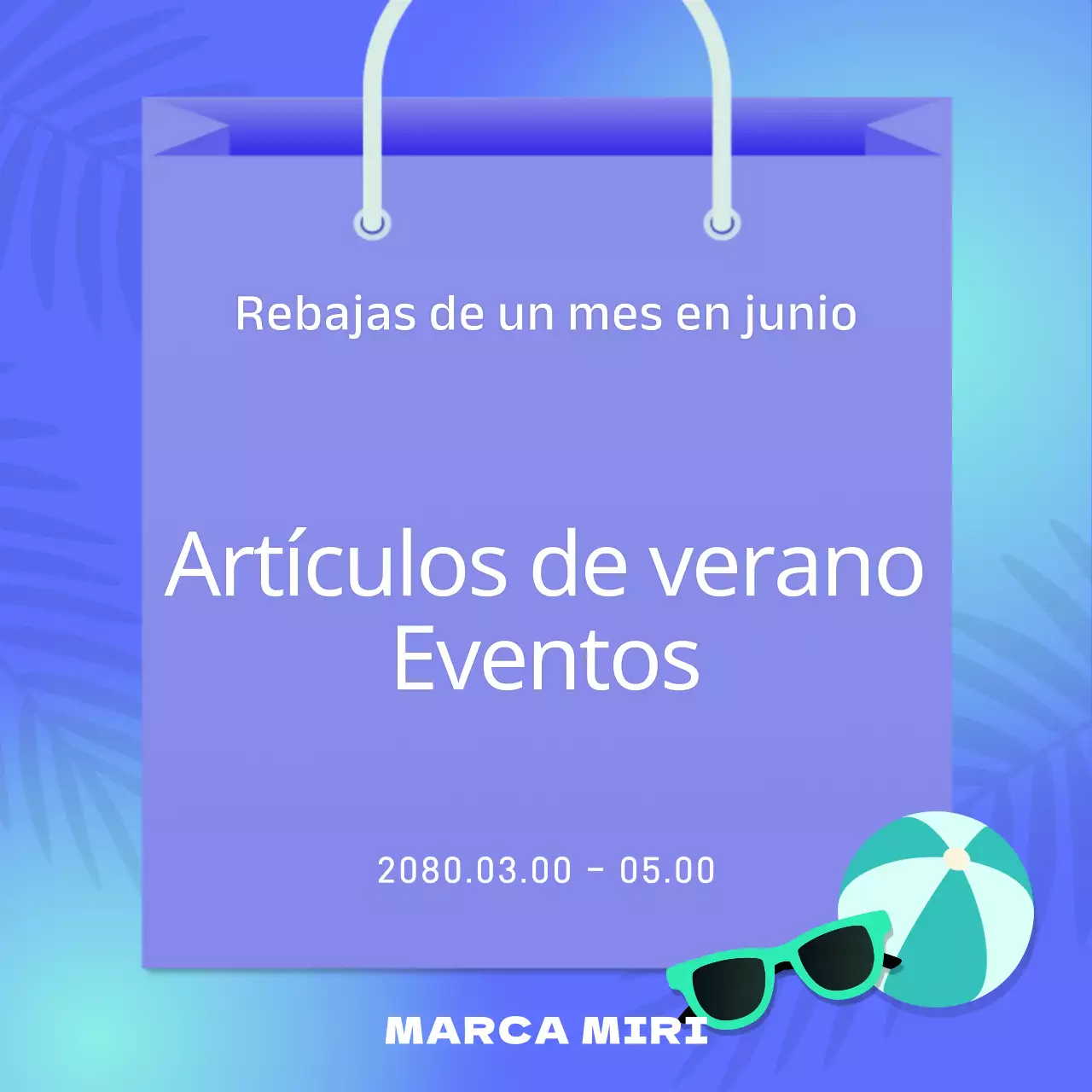 Promueva una moderna venta de verano en azul claro y chartreuse