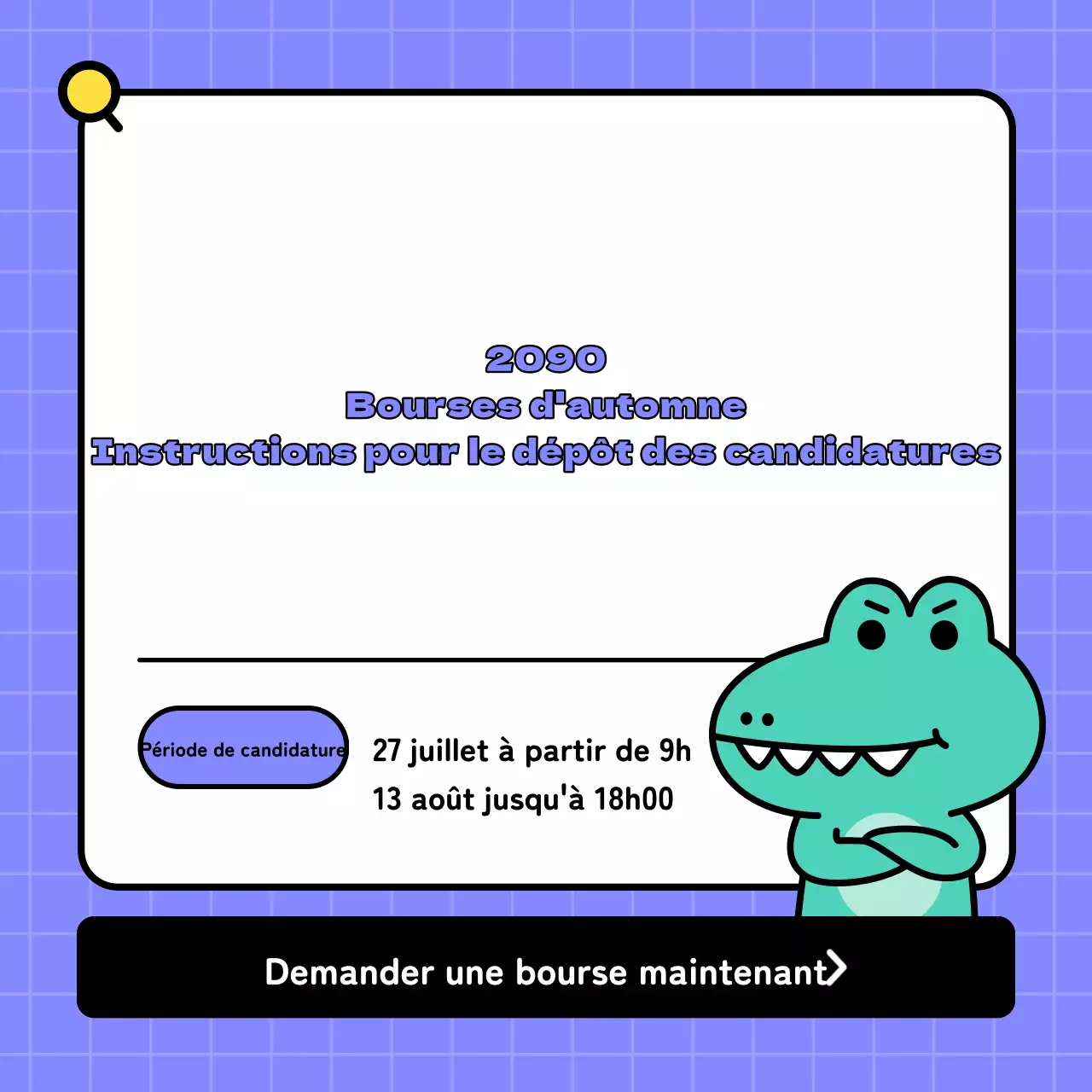 Promouvoir une demande de bourse d'études kitsch verte et violette