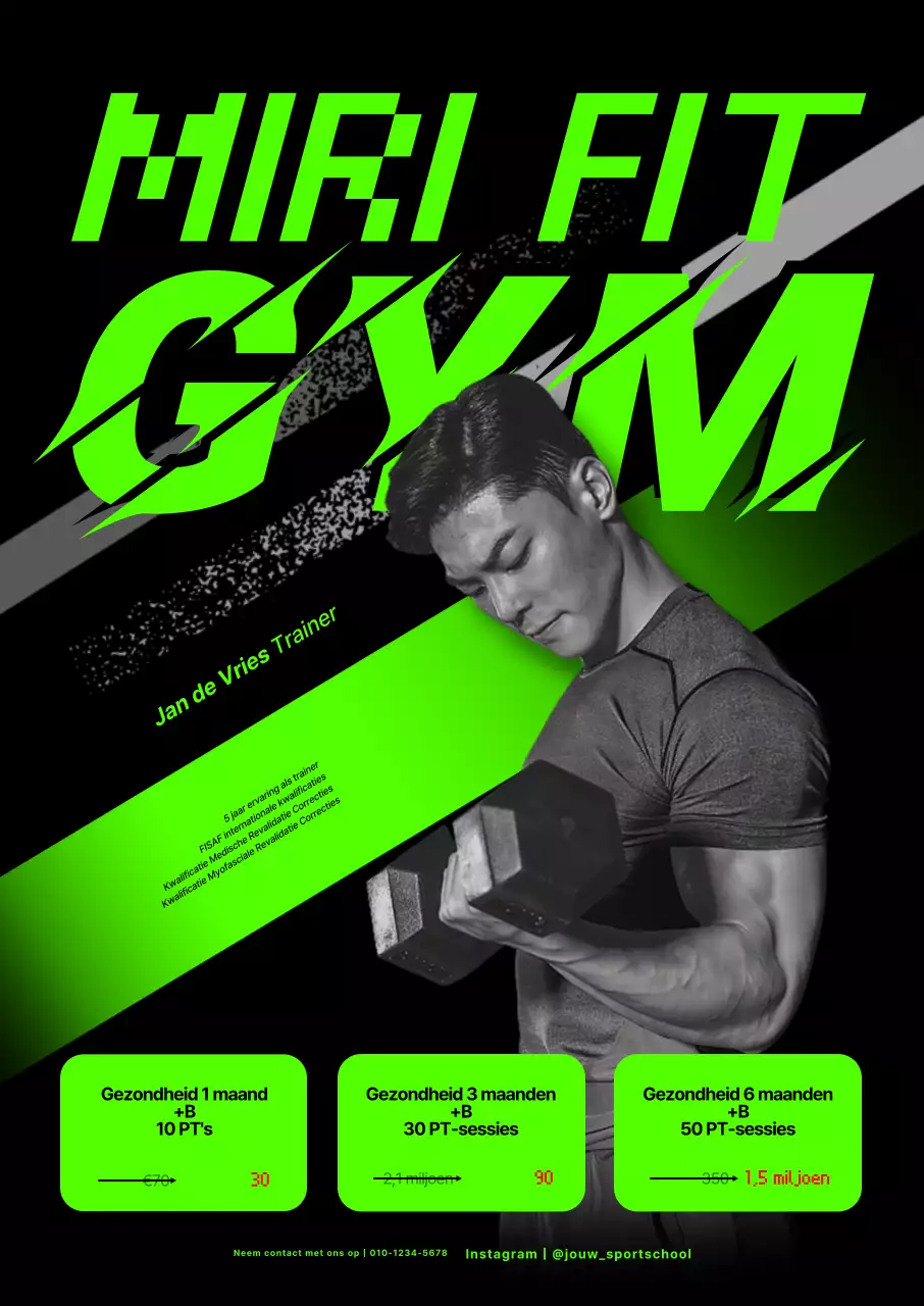 Neonkleurige, snelle sportschooltrainer poster