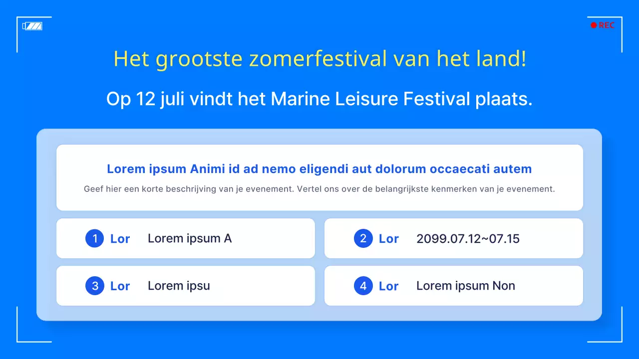 Een eenvoudig blauw en geel vrijetijdsfestival op zee promoten