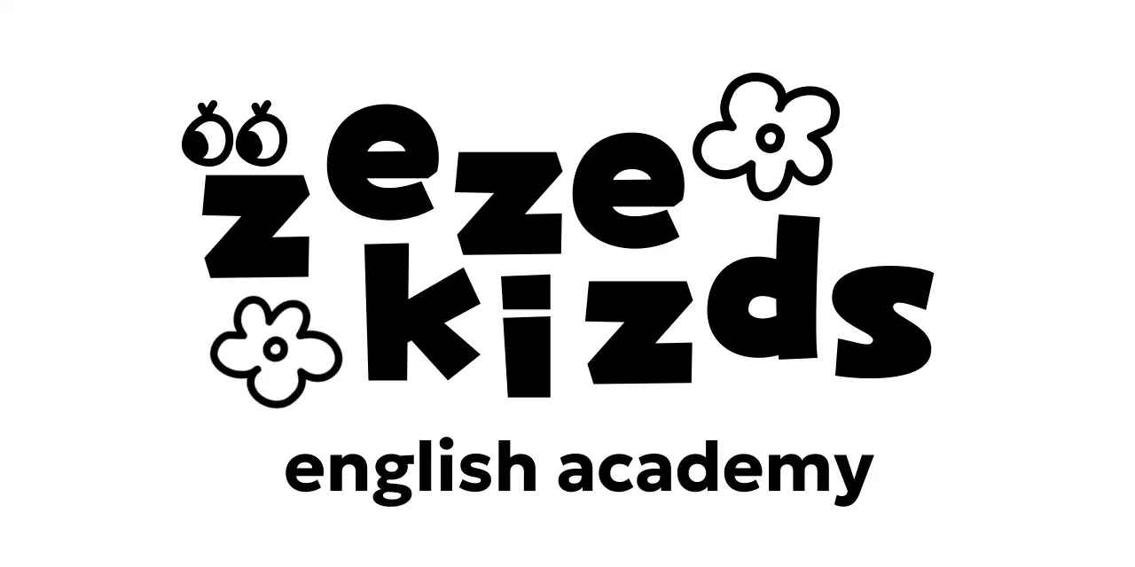 귀여운 느낌의 폰트와 손그림이 있는 영어 학원 홍보