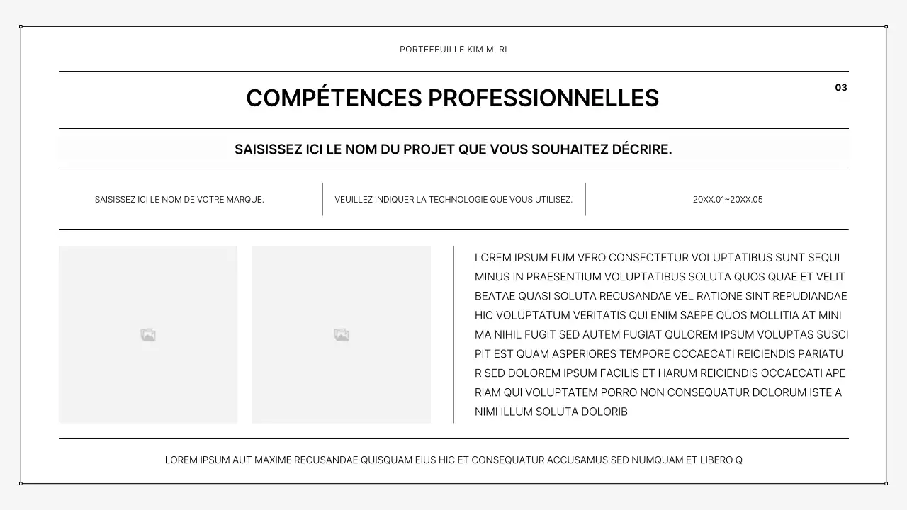 Un portfolio imprimable simple en noir et blanc