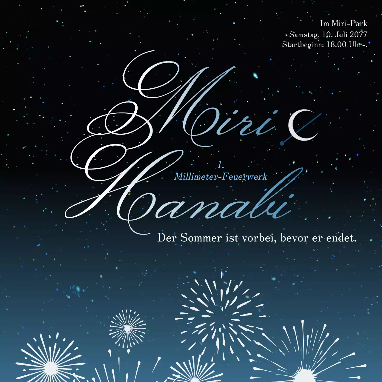 PR für ein fantastisches Sommerfeuerwerk in Indigo und Weiß.