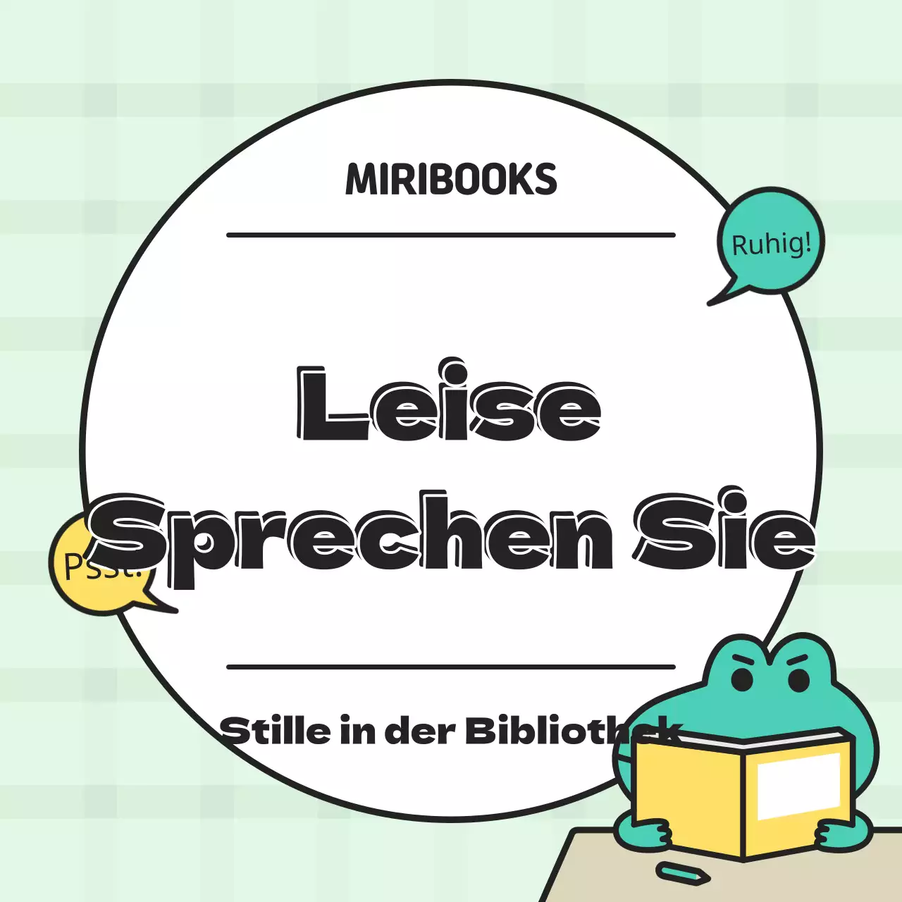 Kitschige Bibliotheksordnung in mint und weiß