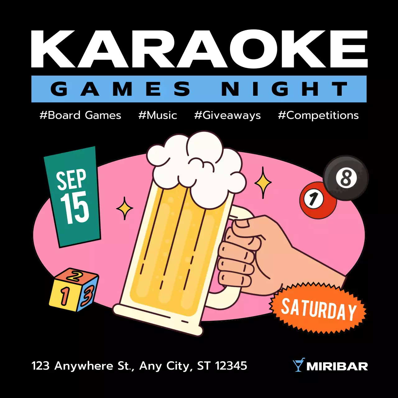 Black Retro Karaoke Event Social Media Post