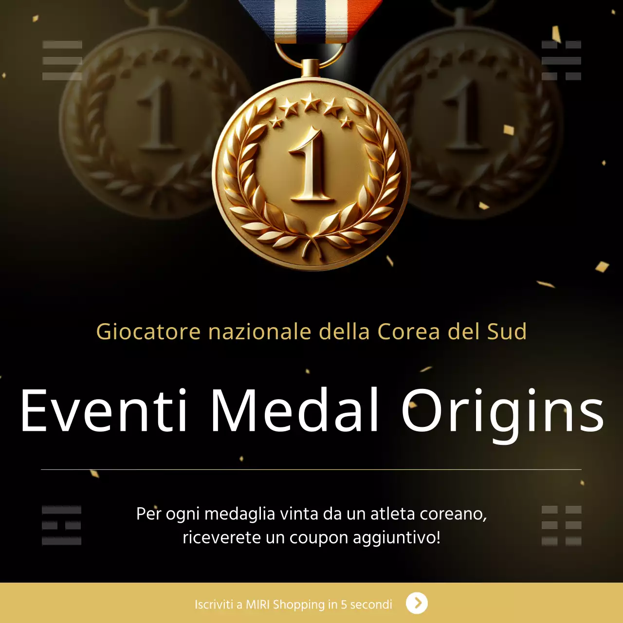 Promuovete il vostro evento con una semplice medaglia gialla e bianca di origine evento