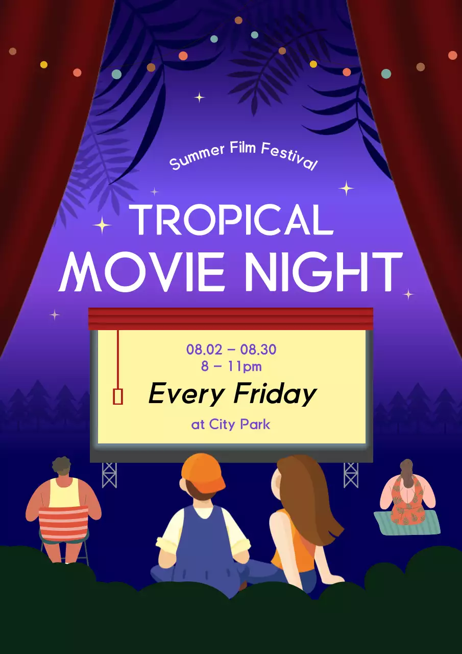 Purple Tropical Movie Event Poster
