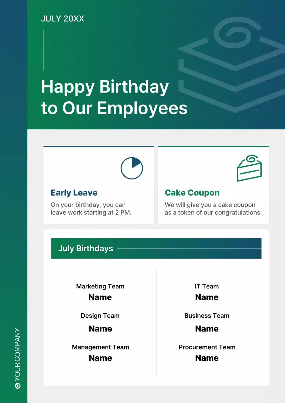 Green Professional Birthday Announcement Poster