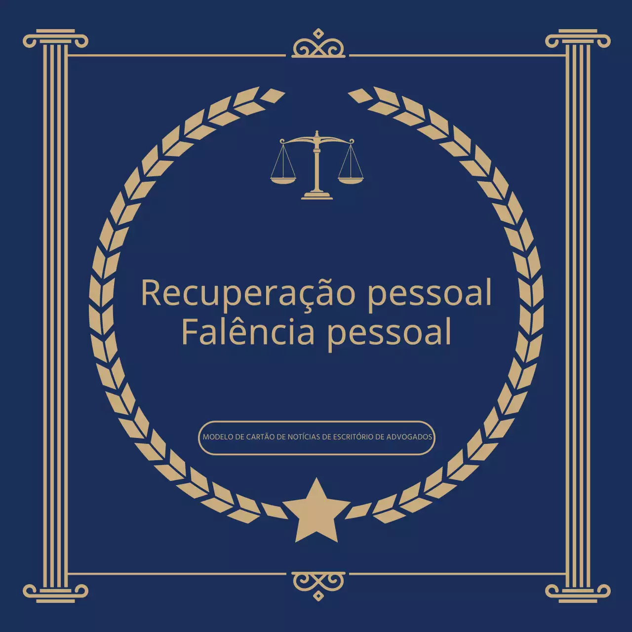 Promover um escritório de advogados de classe em azul-marinho e dourado
