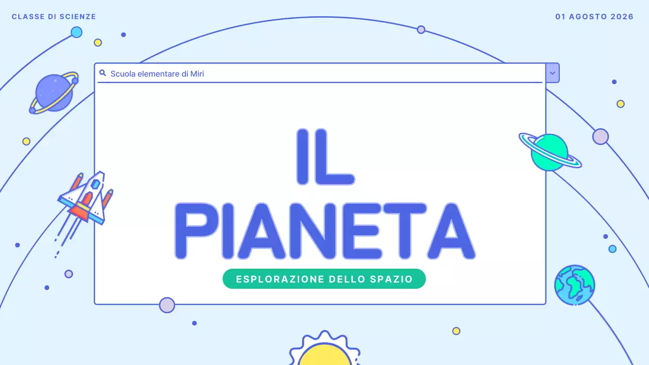 Una graziosa risorsa educativa del sistema solare bianca e azzurra