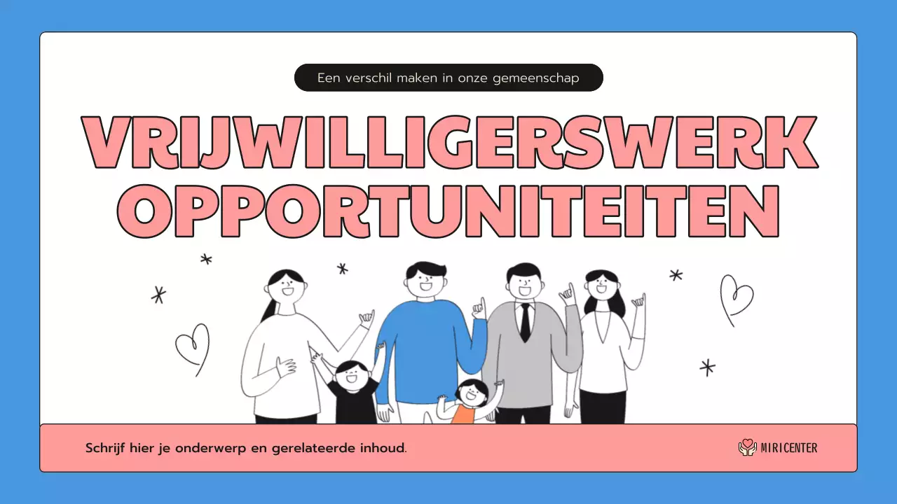 Een schattige blauw met roze introductie voor de community service