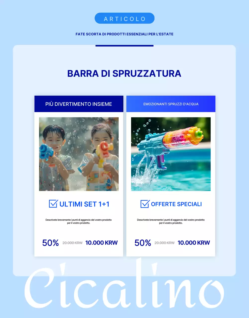 Una guida per una semplice collezione di accessori per l'acqua estivi blu e azzurri