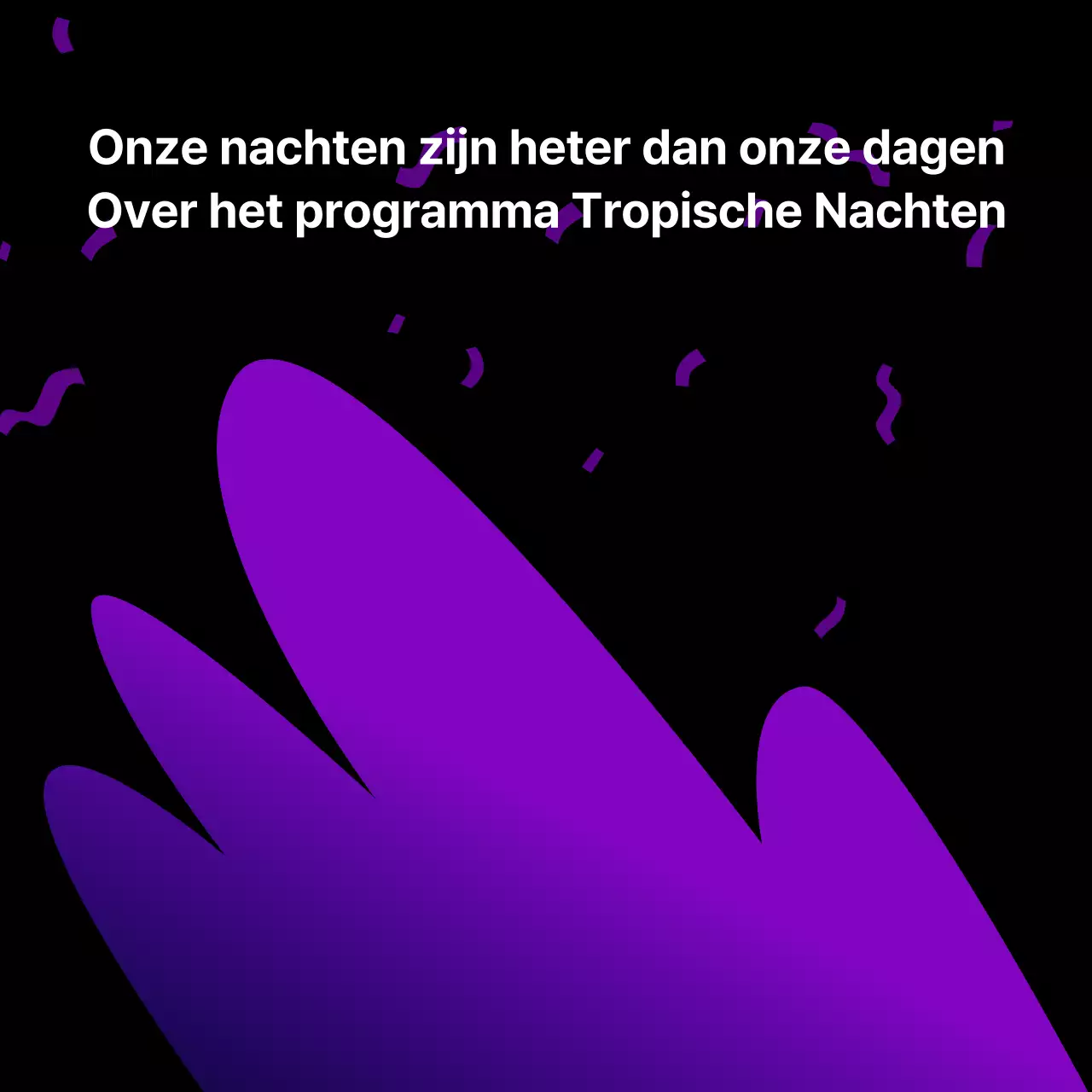 Aankondiging van een kitscherige openluchtvoorstelling van Paars en zwart