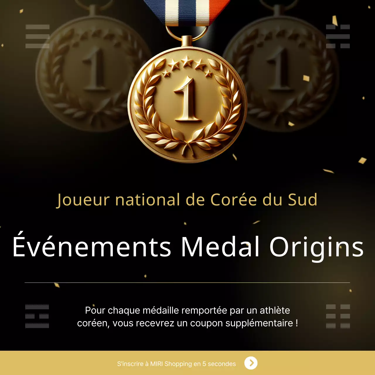 Faites la promotion de votre événement avec une simple médaille d'origine jaune et blanche.
