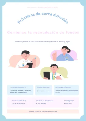 Adorables oportunidades de prácticas de corta duración en azul claro y rosa.