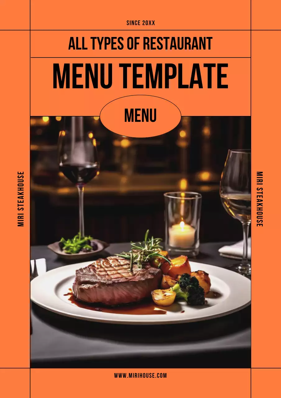Orange Elegant Restaurant Menu