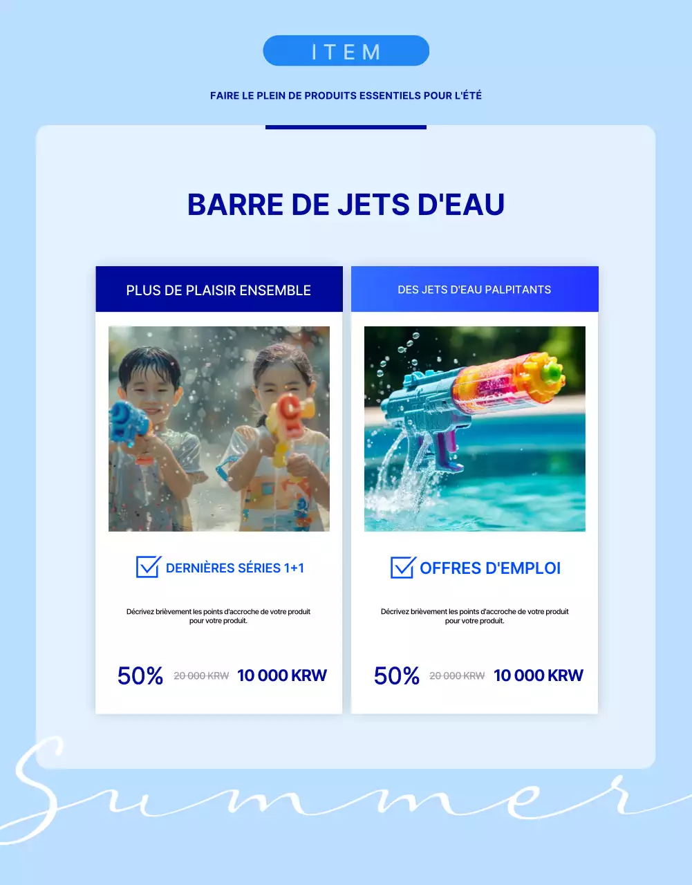 Guide pour une collection simple d'accessoires d'eau bleus et bleus clairs pour l'été