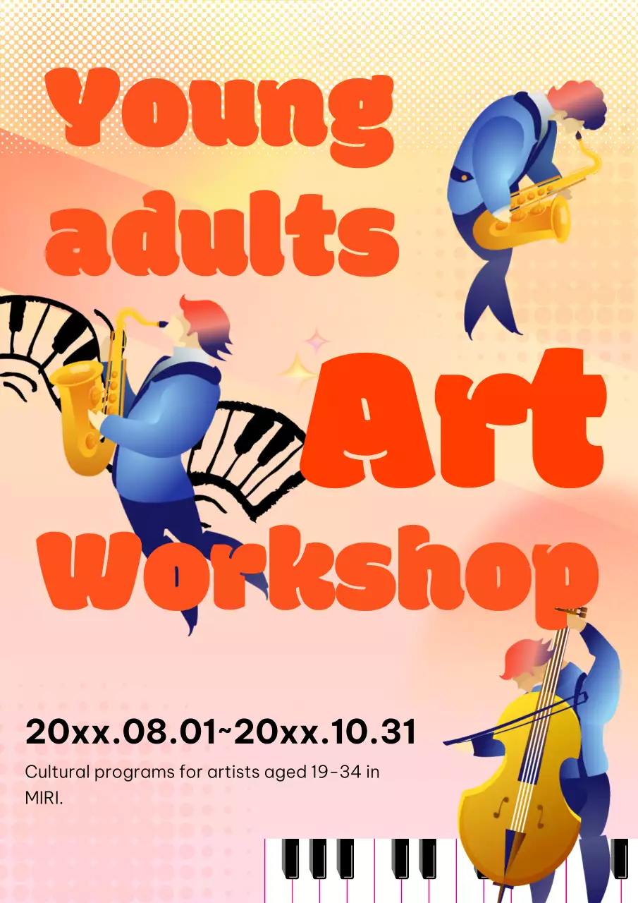 Orange Trendy Art Workshop Poster