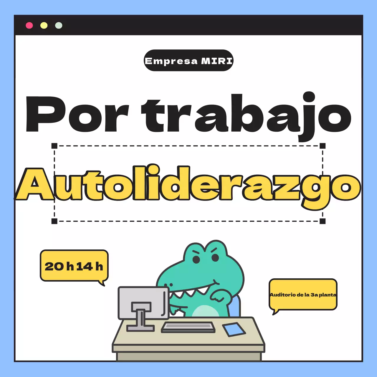 Anuncios de conferencias para el personal de la empresa en bonito azul y blanco