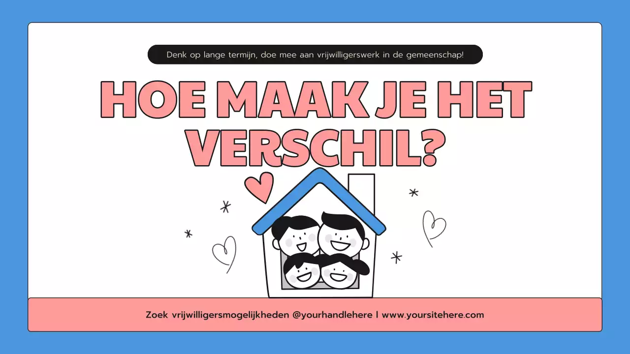 Een schattige blauw met roze introductie voor de community service