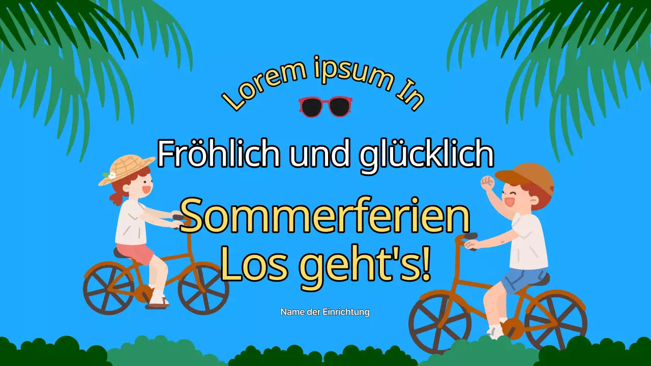 Blaue und gelbe Lehrmittel im Stil der Sommerschule