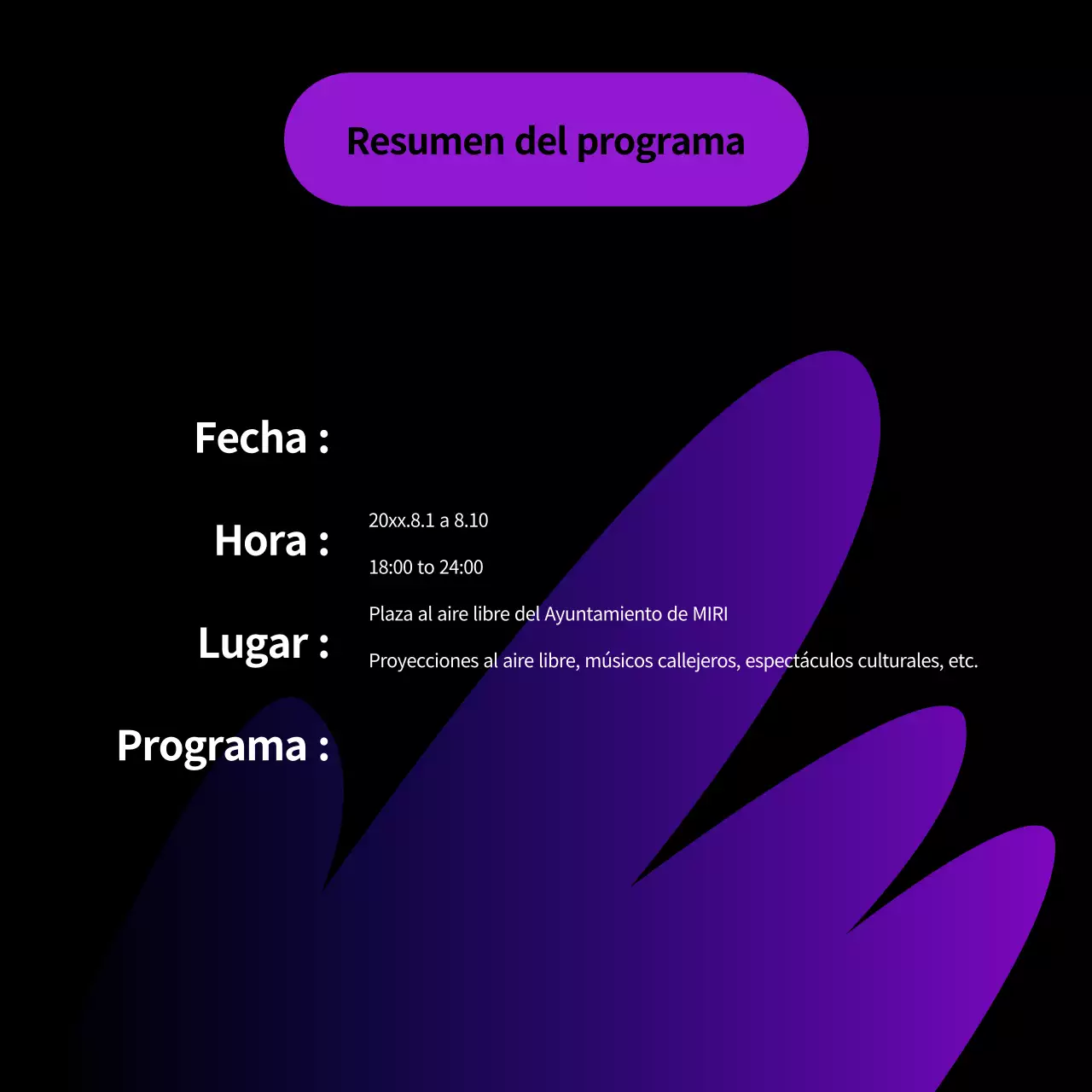 Anuncio de una proyección kitsch al aire libre de Purple and Black