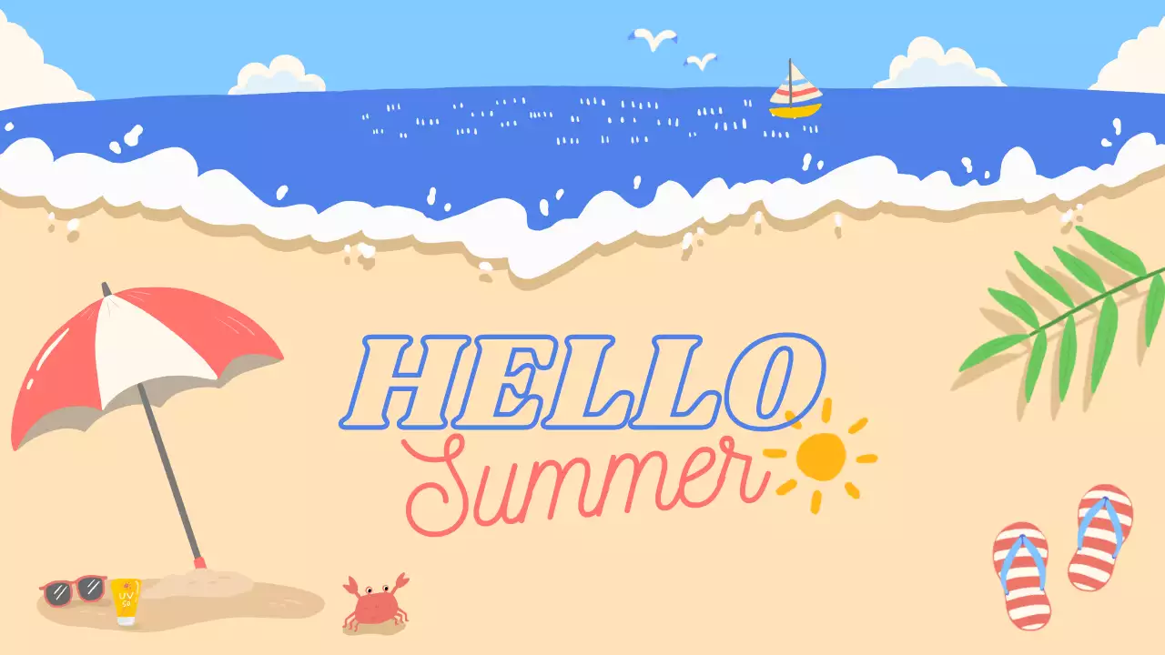 푸른 여름 바다의 푸른 하늘과 해변 파라솔의 밝은 배경