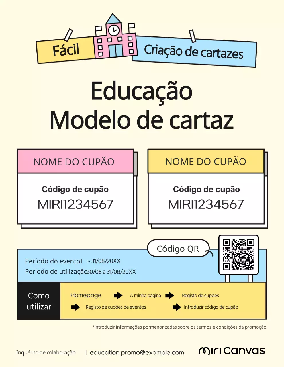 Promova o seu evento educativo com um bonito amarelo e azul claro