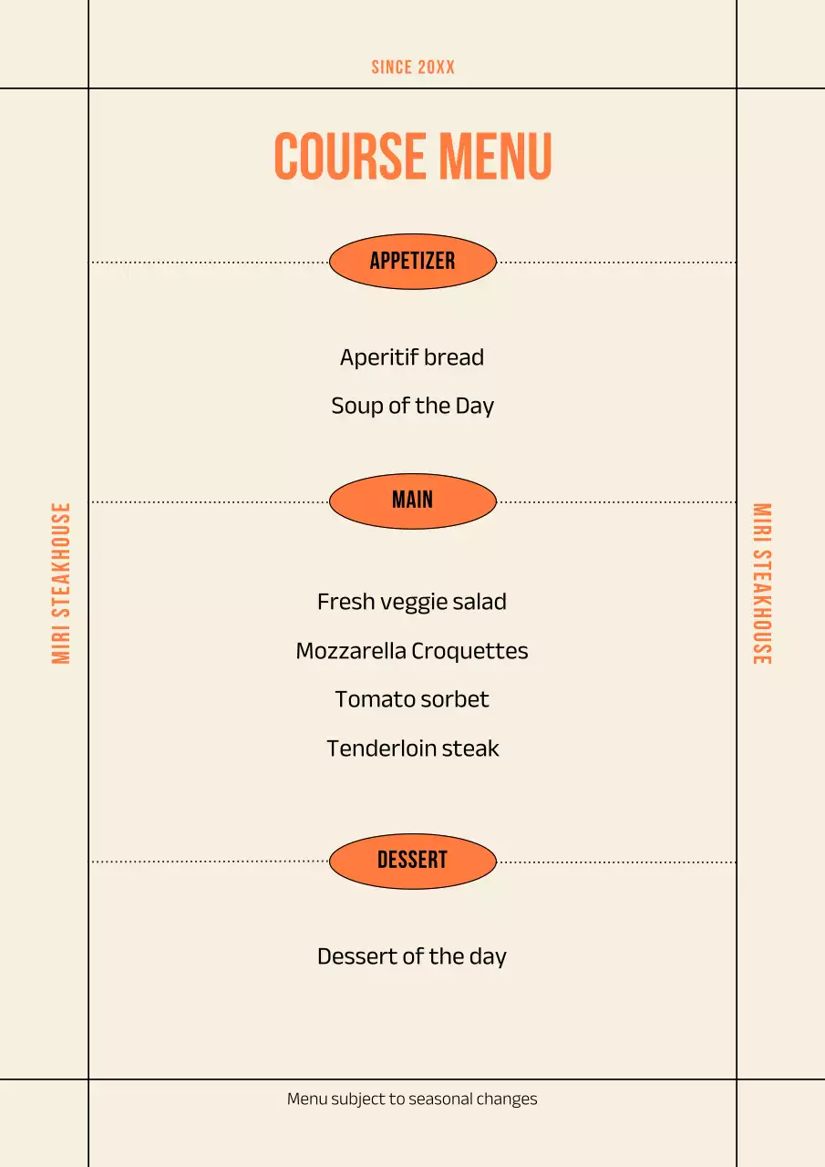 Orange Elegant Restaurant Menu