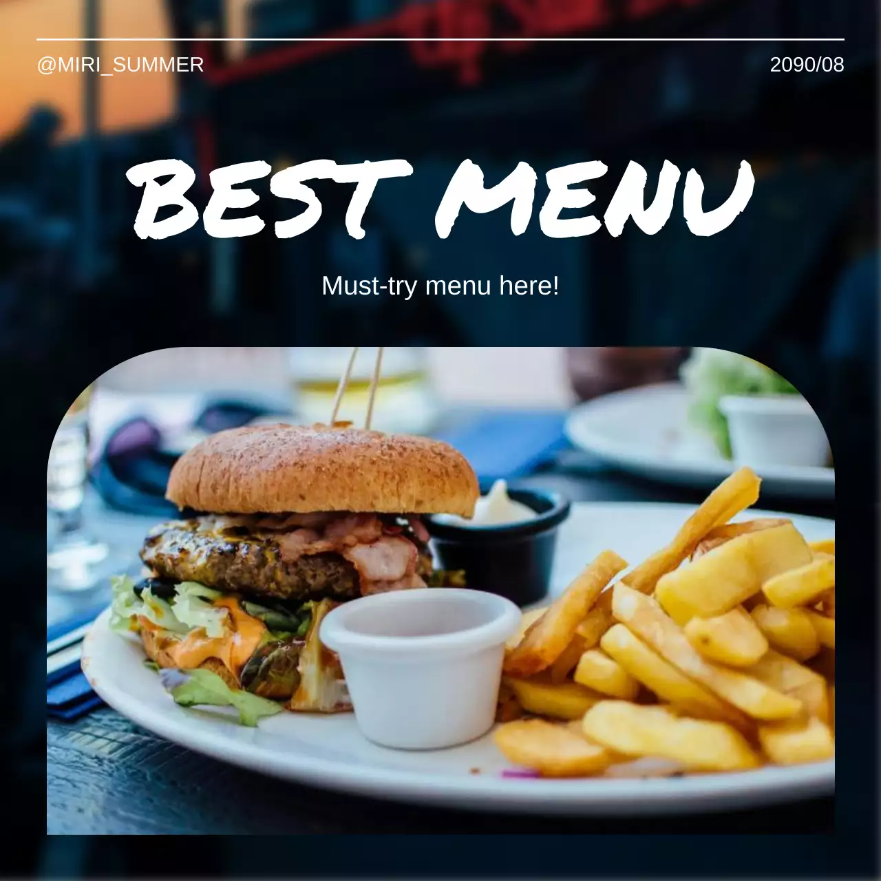 Black Modern Burger Promotion Social Media Post