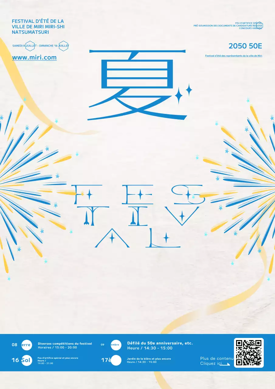 Promouvoir les festivals d'été avec un simple concept bleu et jaune