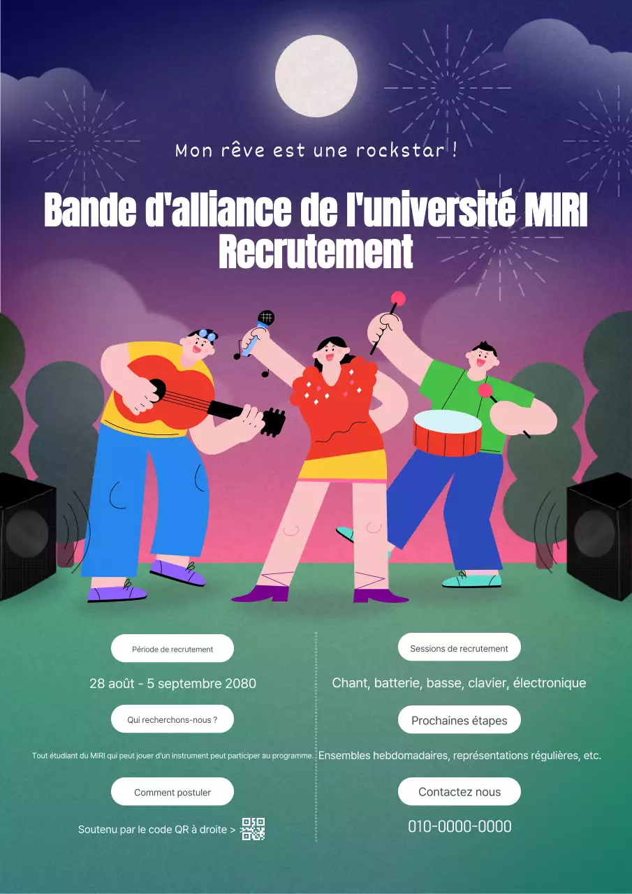 Un groupe de rock vert et blanc cherche de nouveaux membres.