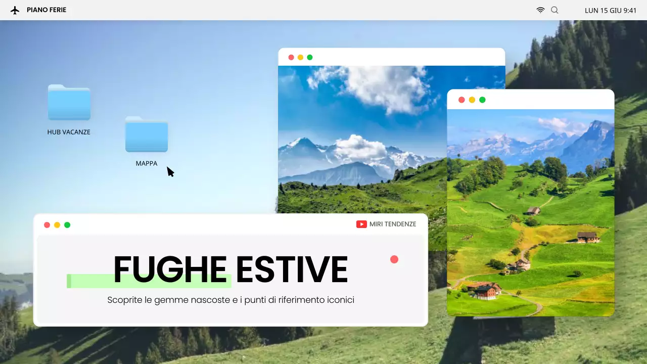 Spiegazione delle destinazioni di tendenza per le vacanze estive in grigio e azzurro