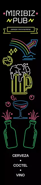 Un pub lleno de carteles de neón