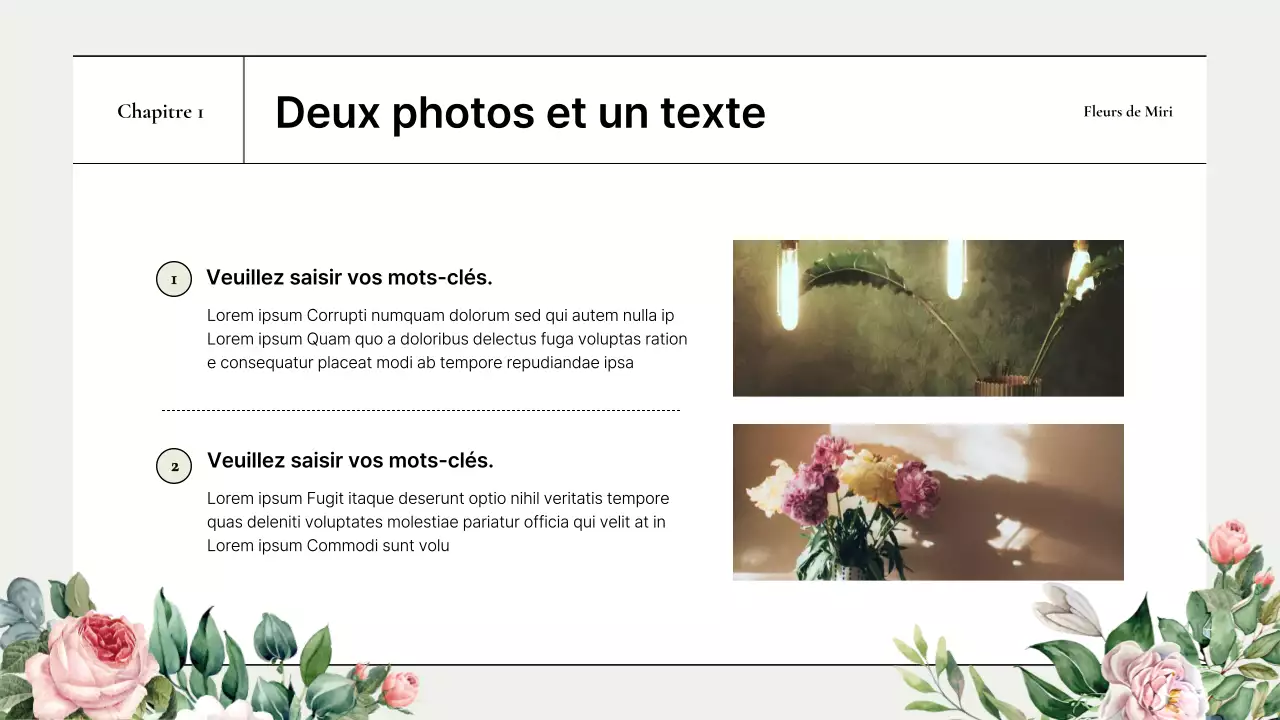 Une présentation simple de la marque avec des roses vertes