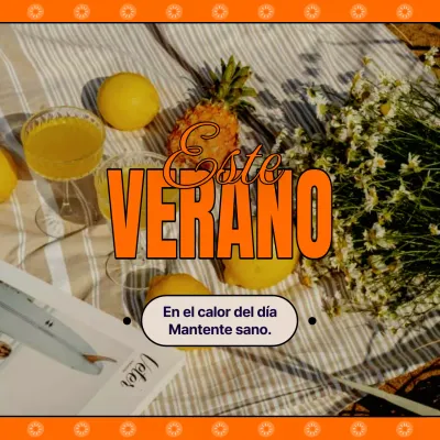 Felicitación retro de verano en naranja
