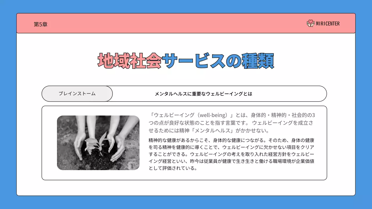 青 シンプル ボランティア 資料 プレゼンテーション