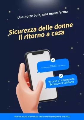 Promuovere il servizio di sicurezza femminile di tendenza, blu e giallo.