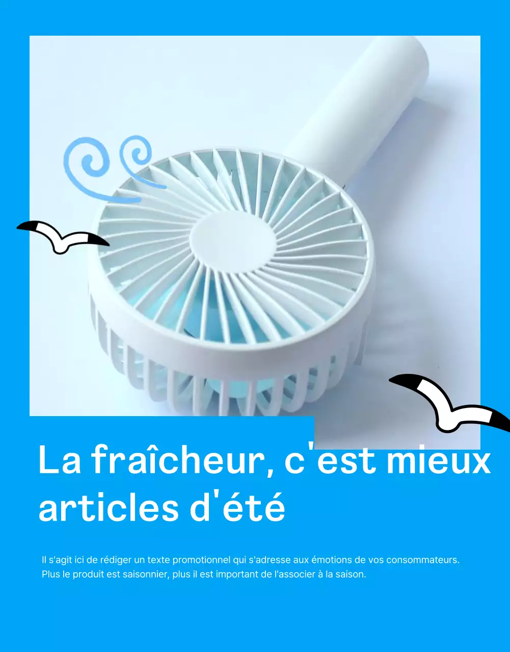 Publicité estivale moderne en bleu clair