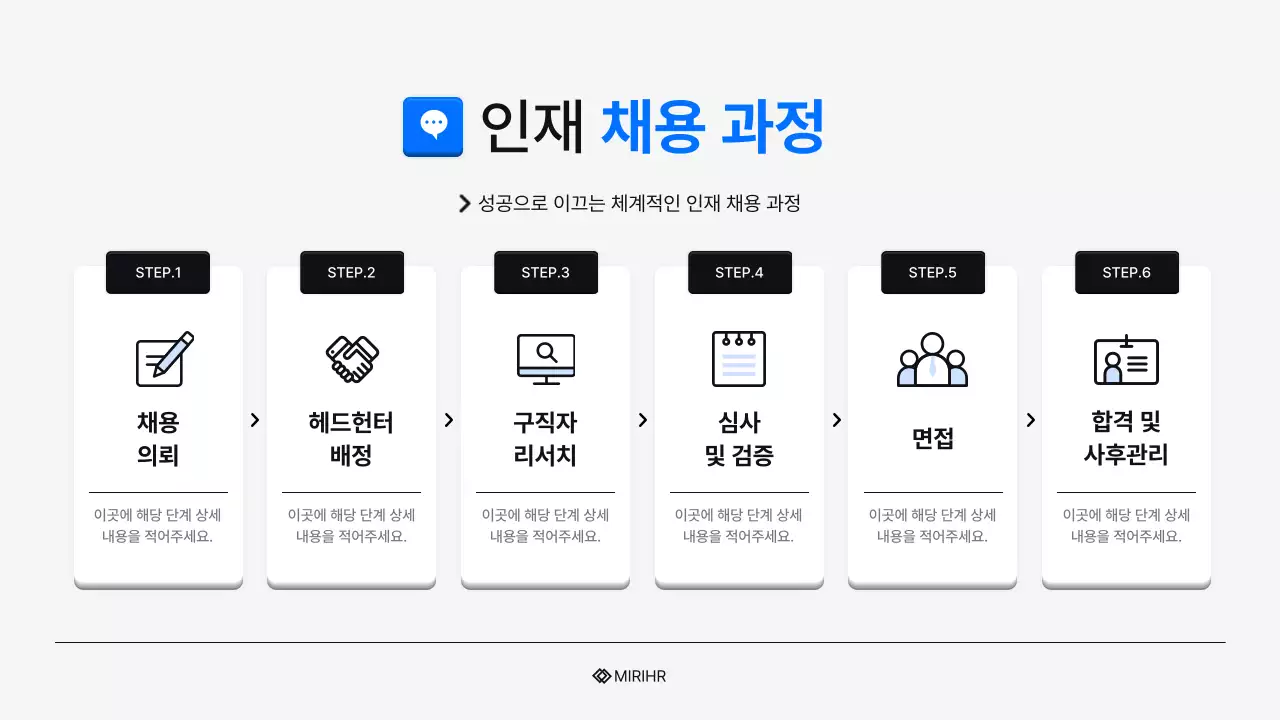 파랑과 하늘색 심플한 HR 헤드헌팅 서비스 제안서