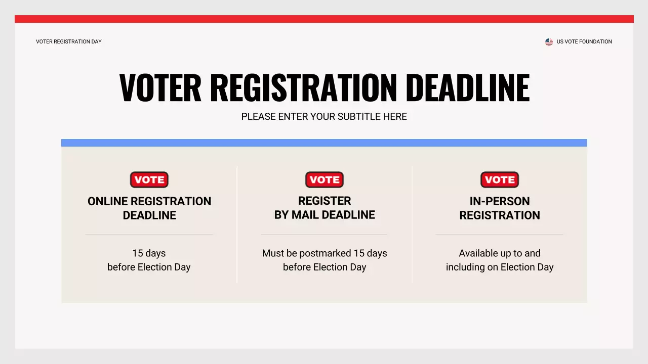 Red Simple Voter Registration Guide Presentation