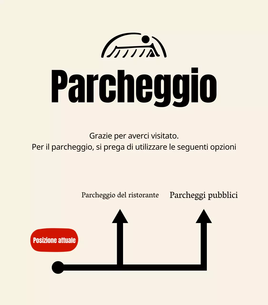 Logo del ristorante coreano e istruzioni per il parcheggio